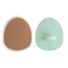 Mushie ​​Cradle Cap Brush​ ​Natural/Cambridge Blue 2s