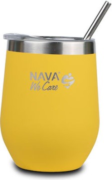 Nava Stainless Steel Insulated Travel Mug With Straw 360ml Yellow