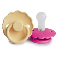 Frigg Daisy Silicone Pacifier Pale Daffodil/Fuchsia 6-18 months 2s