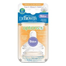 DR. BROWNS NATURAL FLOW OPTIONS+ SILICONE NIPPLES FOR WIDE NECK BOTTLES 9m+ 2s