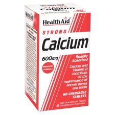 Health Aid Strong Calcium 600mg x 60 Chewable Tablets - Supports The Health Of Bones & Teeth