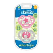 DR. BROWNS ADVANTAGE GLOW IN THE DARK PACIFIER 6-18m 2s PINK