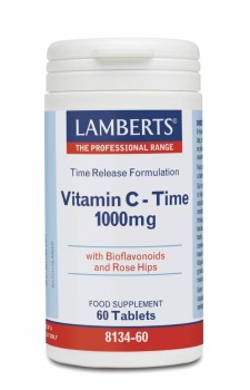 Lamberts Vitamin C - Time Release 1000mg, ΒΙΤΑΜΙΝΗ C ΜΕ ΠΡΟΣΘΗΚΗ ΦΛΑΒΟΝΟΕΙΔΩΝ ΕΛΕΓΧΟΜΕΝΗΣ ΑΠΟΔΕΣΜΕΥΣΗΣ 60ΧΑΠΙΑ