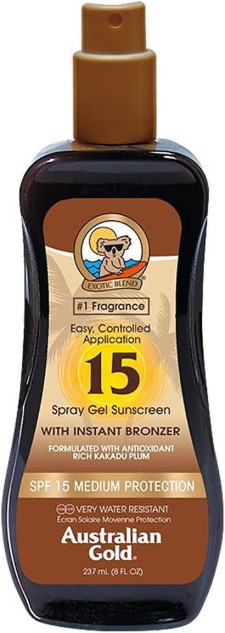 Australian Gold Spray Gel Sunscreen With Instant Bronzer SPF15 x 237ml