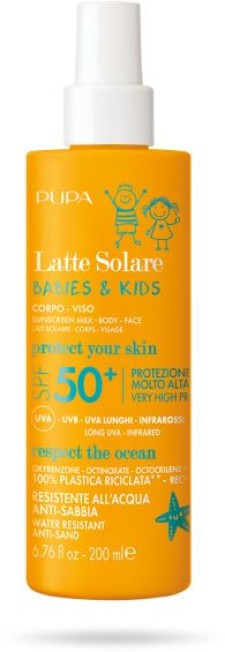 Pupa Babies & Kids Sunscreen Milk Spf50 Body Face 200ml