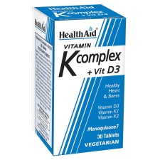 Health Aid Vitamin K Complex + Vitamin D3 x 30 Tablets - Supports Stronger Bones And Teeth