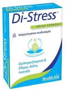 HEALTH AID DI- STRESS. A BALANCED COMBINATION OF VITAMINS B COMPLEX, IRON, INOSITOL& CHOLINE FOR THE SUPPORT OF THE NERVOUS SYSTEM 30TABLETS  30s