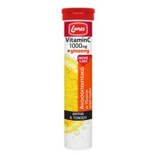 LANES VITAMIN C 1000MG+ GINSENG, STRENGHTENS THE IMMUNE SYSTEM DURING COLD& FLU. 20 EFFERVESCENT TABLETS WITH LEMON FLAVOR