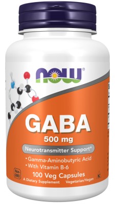 Now Foods - GABA 500mg With Vitamin B6 x 100 Veg Capsules