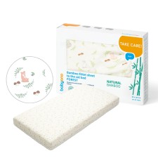 Babyono Bamboo Fitted Cot Bed Sheet Forest 120x60cm