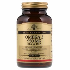 SOLGAR OMEGA 3 950MG TRIPLE STRENGTH, FOR A HEALTHY HEART, VISION AND BRAIN FUNCTION 50SOFTGELS