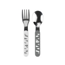 Babyono Spoon & Fork Stainless Steel Grey 2s