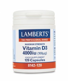 LAMBERTS VITΑΜΙΝ D3 4000IU, SUPPORTS HEALTH OF TEETH- BONES AND IMMUNE SYSTEM 120CAPSULES