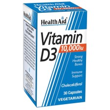 Health Aid Vitamin D3 10,000iu x 30 Veg Capsules - For Strong Healthy Bones & Immune Support