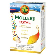 MOLLERS TOTAL, COMPLETE FORMULA OF OMEGA-3 FATTY ACIDS& VITAMINS, TRACE ELEMENTS AND MINERALS 28+28 CAPSULES