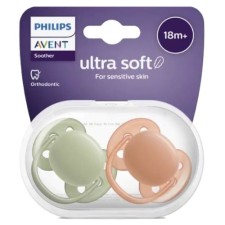 Philips Avent Ultra Soft Sensitive Skin Green/Orange 18M+ 2Pcs Philips Avent Ultra Soft Sensitive Skin Green/Orange 18M+ 2Pcs