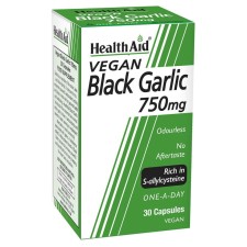 Health Aid Black Garlic 750mg x 30 Tablets - Support For Healthy Heart & Immune System