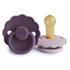 FRIGG Daisy Round Latex Pacifiers Violet Dream/Soft Lilac Size 2, 6-18m 2s