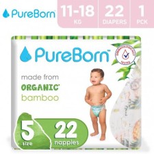 PURE BORN NAPPY SIZE 5 11-18KG 22PIECES