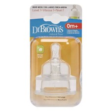 DR. BROWNS ORIGINAL WIDE NECK SILICONE NIPPLE LEVEL 1 (0m+) 2PIECES
