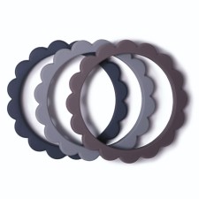 Mushie Flower Bracelet Teether Dove Gray/Steel/Stone 3s