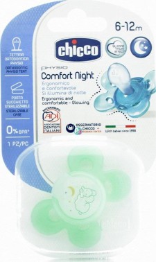 CHICCO COMFORT NIGHT SOOTHER 6-12m 1PIECE GREEN COLOR