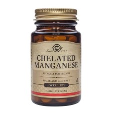 SOLGAR CHELATED MANGANESE. SUPPORTS BONE, JOINT& NERVE HEALTH 100TABLETS