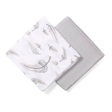 Babyono Bamboo Muslin Swaddle Feathers 120x120cm 2s