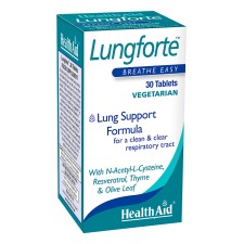 HEALTH AID LUNGFORTE, LUNG SUPPPORT FORMULA FOR A CLEAN& CLEAR RESIRATORY TRACT 30TABLETS