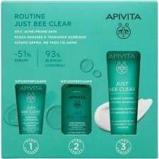 Apivita Promo Set Routine Just Bee Clear - Just Bee Clear Blemish Control Mattifying Moisturizer 40ml & Free Just Bee Clear Pore Minimizing Purifying Lotion 50ml & Purifying Cleanser Gel 15ml