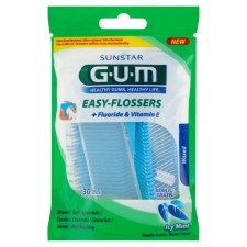 GUM EASY-FLOSSERS WITH FLUORIDE & VITAMIN E WAXED ICY MINT 30s