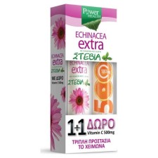 POWER HEALTH 1+1OFFER, ECHINACEA EXTRA WITH STEVIA 24EFFERVESVCENT TABLETS+ VITAMIN C 500MG 20EFFERVESCENT TABLETS