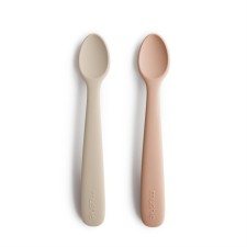 Mushie Silicone Feeding Spoons Blush/Shifting Sand 2s