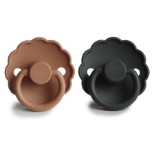 Frigg Daisy Silicone Pacifier Graphite/Peach Bronze 6-18 months 2s