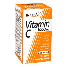 HEALTH AID VITAMIN C 1000MG, CHEWABLE TABLETS WITH ORANGE FLAVOR 30PIECES