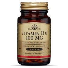 SOLGAR VITAMIN B6 100MG, FOR THE SUPPORT OF NEURAL SYSTEM& PSYCHOLOGICAL FUNCTIONS 100TABLETS