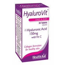 HEALTH AID HYALUROVIT. HYALURONIC ACID 150MG WITH VITAMIN C, FOR HEALTHY SKIN& JOINTS 30TABLETS