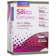 Lamberts Silica Complete x 60 Tablets - Silica 200mg & MSM 300mg - Key Nutrients For Skin, Hair & Nails
