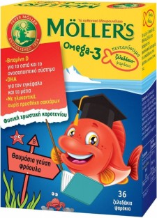 MOLLERS OMEGA 3 FISH OIL FATTY ACIDS& VITAMIN D FOR CHILDREN STRAWBERRY FLAVOR 36GUMMIES 