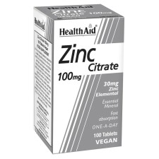 Health Aid Zinc Citrate 100mg x 100 Veg Tablets