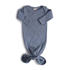 Mushie Ribbed Knotted Baby Gown Tradewinds 0-3m