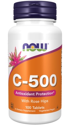 Now Foods - Vitamin C-500 With Rose Hips x 100 Tablets