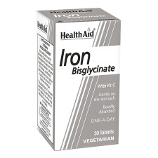 HEALTH AID IRON BISGLYCINATE, IRON WITH VITAMIN C 30TABLETS