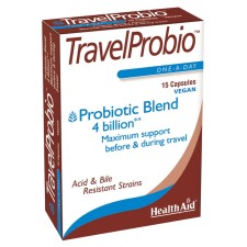 Health Aid TravelProbio x 15 Veg Capsules - Probiotic Blend For Maximum Support Before & During Travel