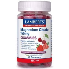 Lamberts Magnesium Citrate 150mg 40 Gummies with Strawberry & Cherr...