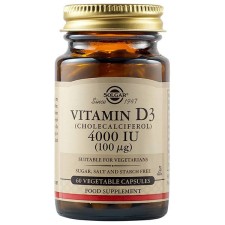 Solgar Vitamin D3 4000IU x 60 Capsules - Maintains Healthy Bones & Teeth