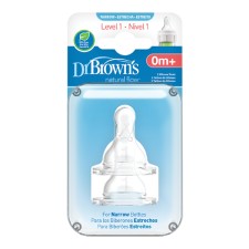 DR. BROWNS NARROW BOTTLE NIPPLES 0m+ 2PIECES