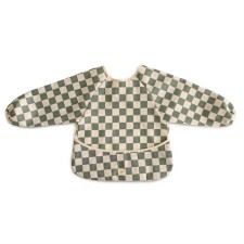 Mushie ​​Long Sleeve Bib​ Olive Check 6-24 months (one size)