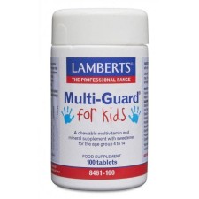 Lamberts Multi-Guard For Kids x 100 Tablets - Chewable Multivitamin & Mineral Supplement For The Age Group 4-14