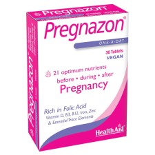 Health Aid Pregnazon x 30 Veg Tablets - Supplement Before - During - After Pregnancy
